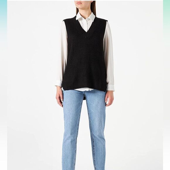 New with tags Vero Moda Vmlea SL v neck long vest Noos black, size S - Picture 1 of 13